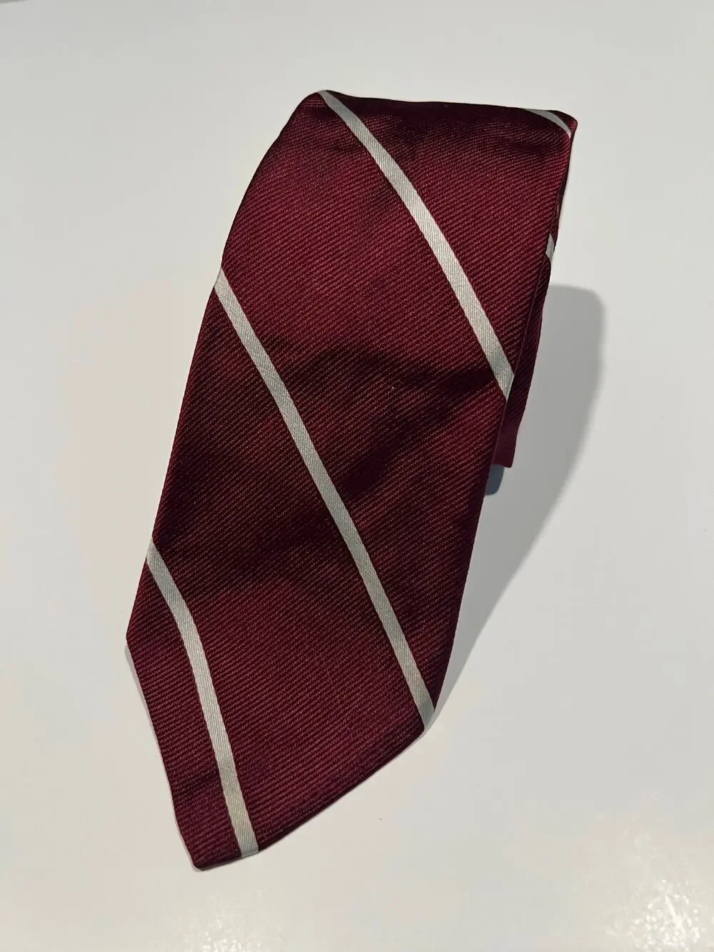 Vintage Pietro di Como Men's 100% Silk Necktie Red w White Stripes JL